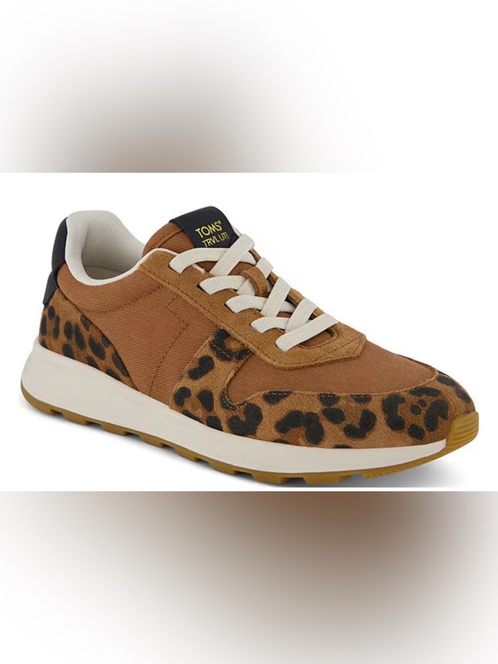 NEW- TOMS Brown Travel Lite Leopard-Trim Sneaker- sz 7
